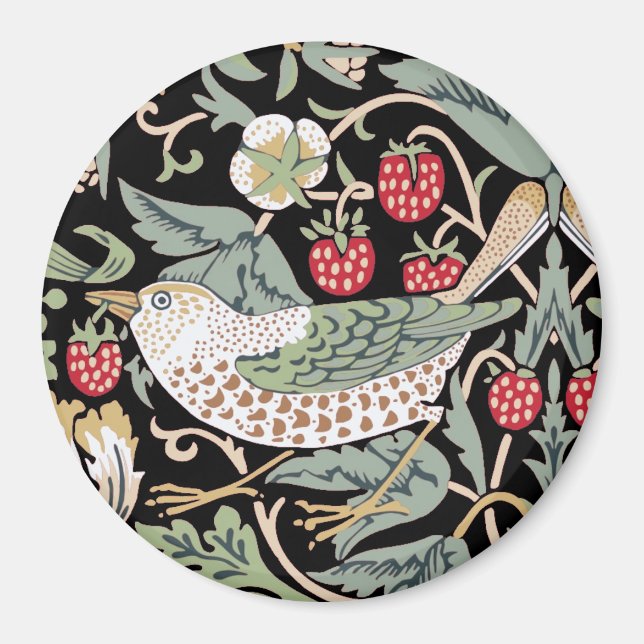 William Morris Strawberry Thief I Black Birds Magnet (Framsidan)