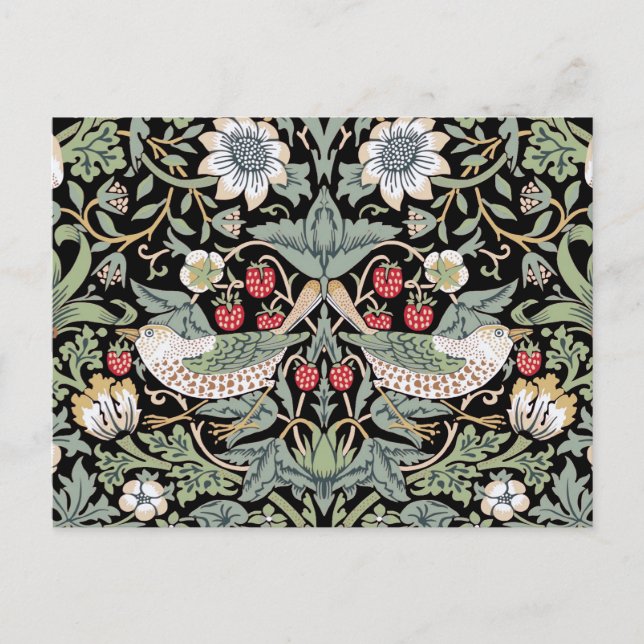 William Morris Strawberry Thief I Black Birds Vykort (Framsida)