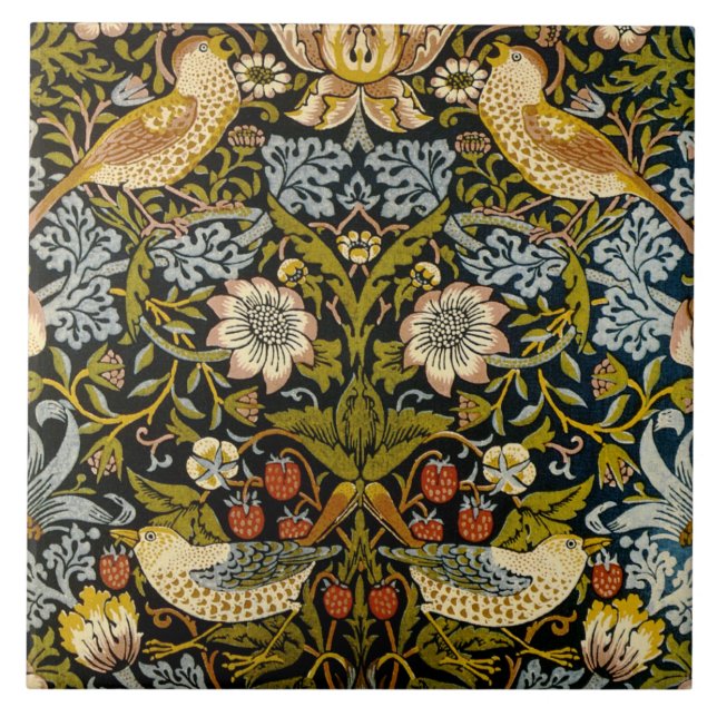 William Morris 'Strawberry Thief' Kakelplatta (Framsidan)