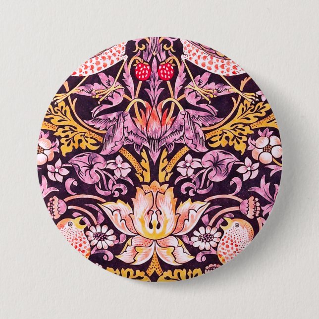 William Morris Strawberry Thief Lila Version Knapp (Framsida)