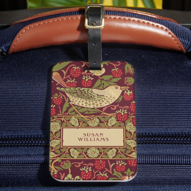 William Morris Strawberry Thief Luggage Tag Bagagebricka (Framsida Insitu 2)