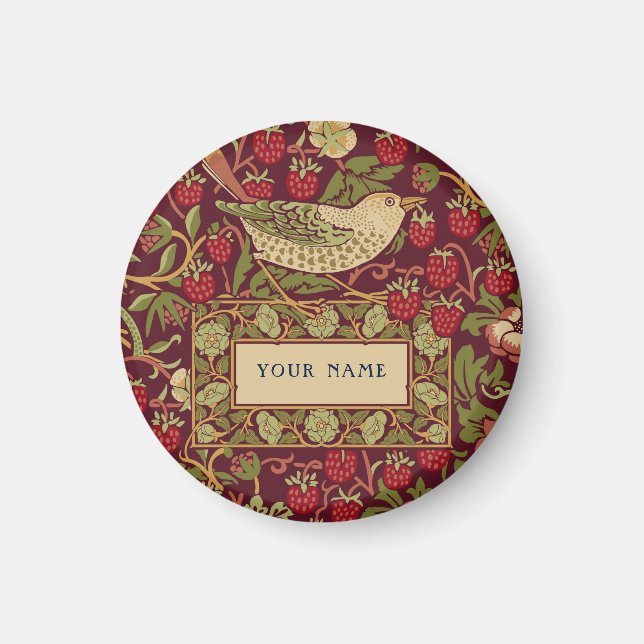William Morris Strawberry Thief Mönster Design Magnet (Framsidan)