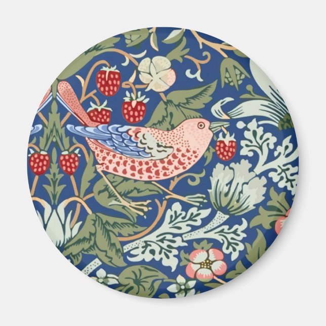 William Morris Strawberry Thief Navy Coral Magnet (Framsidan)