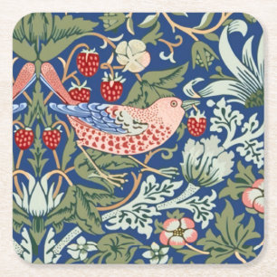 William Morris Strawberry Thief Navy Coral Underlägg Papper Kvadrat