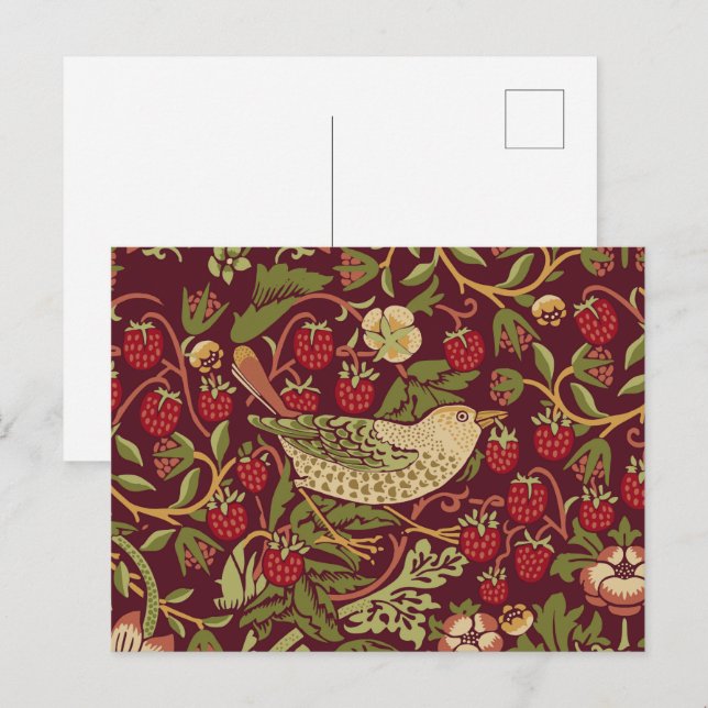 William Morris Strawberry Thief Postcard Vykort (Fram/baksida)