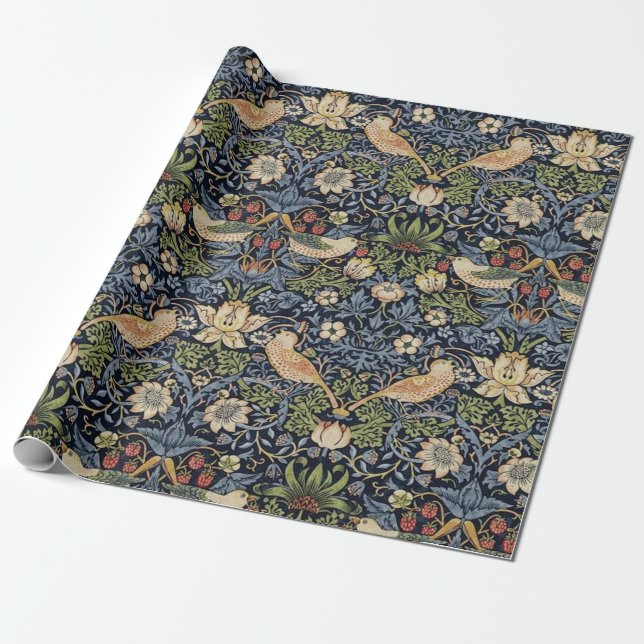 William Morris Strawberry Thief Presentpapper (Utrullad)