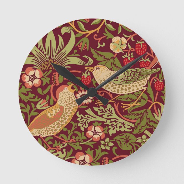 William Morris Strawberry Thief Round Clock Rund Klocka (Framsida)
