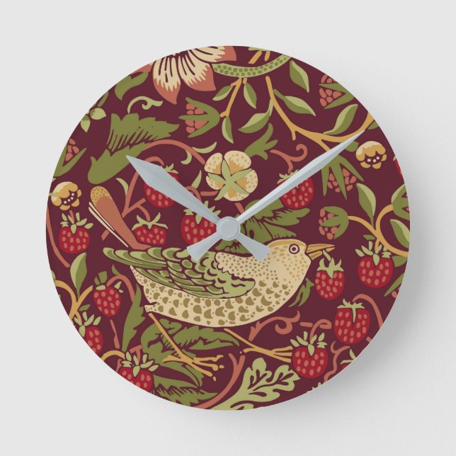 William Morris Strawberry Thief Round Clock Rund Klocka (Framsida)