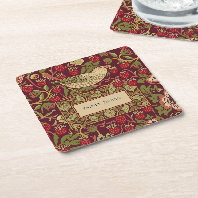 William Morris Strawberry Thief Square Papprare Ku Underlägg Papper Kvadrat (Vinklad)