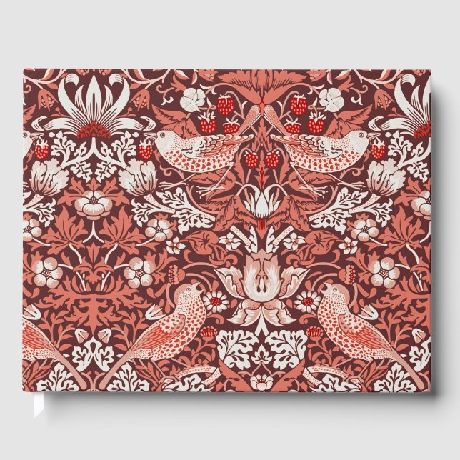 William Morris Strawberry Thief Terrakotta Fågel Gästböcker (Framsida)