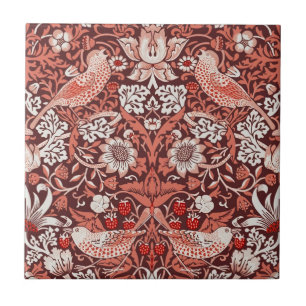 William Morris Strawberry Thief Terrakotta Fågel Kakelplatta
