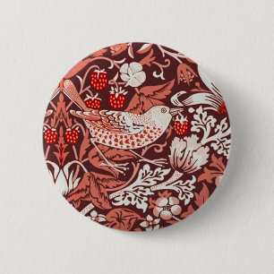William Morris Strawberry Thief Terrakotta Fågel Knapp