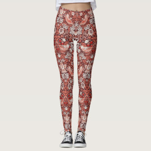 William Morris Strawberry Thief Terrakotta Fågel Leggings