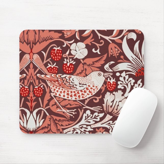 William Morris Strawberry Thief Terrakotta Fågel Musmatta (Med mus)