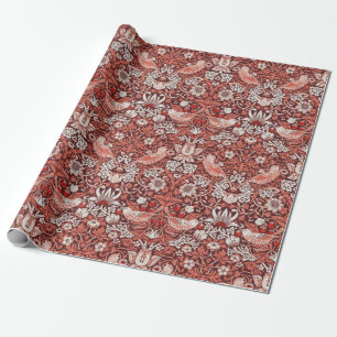 William Morris Strawberry Thief Terrakotta Fågel Presentpapper
