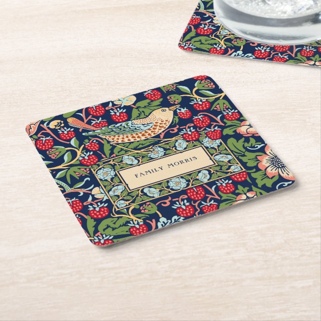 William Morris Strawberry Thief Underlägg Papper Kvadrat (Vinklad)