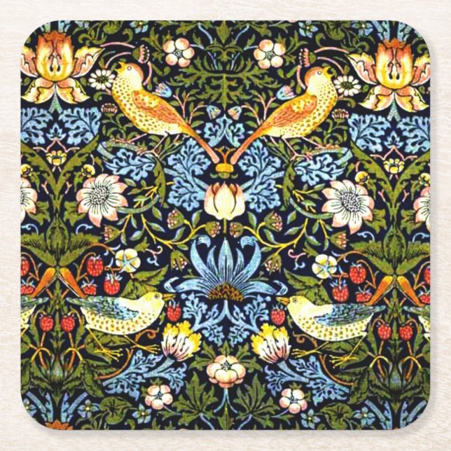 William Morris, Strawberry Thief Underlägg Papper Kvadrat (Framsidan)