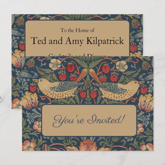 William Morris Strawberry Thieves Birds bjudande Inbjudningar (Fram/baksida)