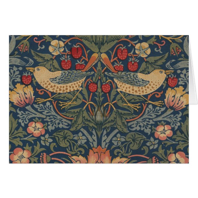 William Morris Strawberry Thieves Birds Blommigt Hälsningskort (Framsidan Horizontal)