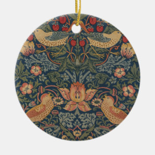William Morris Strawberry Thieves Birds Blommigt Julgransprydnad Keramik