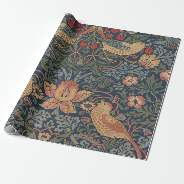William Morris Strawberry Thieves Birds Presentpapper (Utrullad)