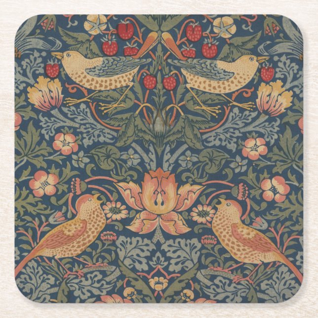 William Morris Strawberry Thieves Birds Underlägg Papper Kvadrat (Framsidan)