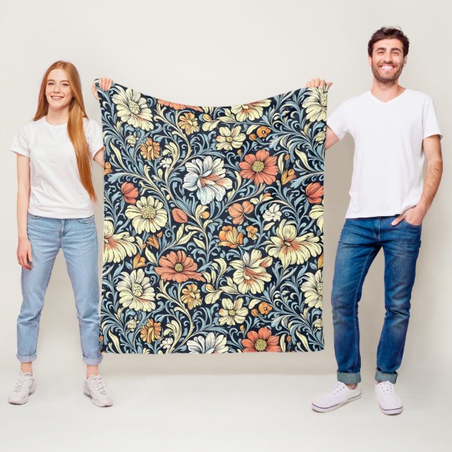 William Morris style floral acanthus pattern Fleecefilt (På plats)