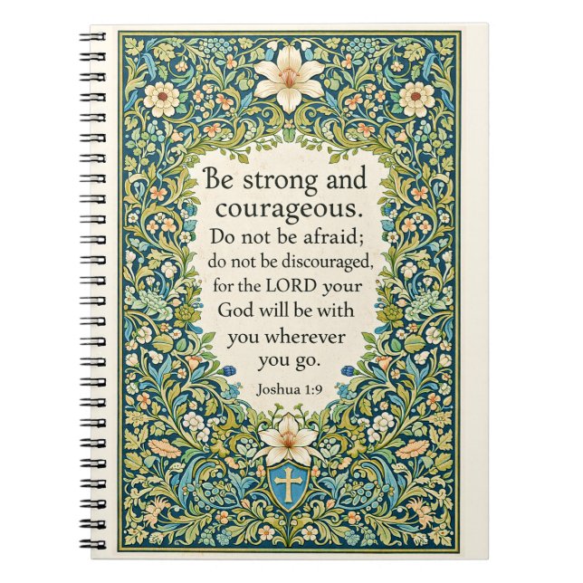 William Morris style floral and scripture Anteckningsbok (Framsidan)