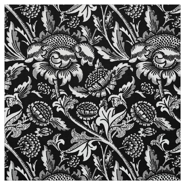 William Morris Sunblommor, Black and White Tyg (Provkarta)