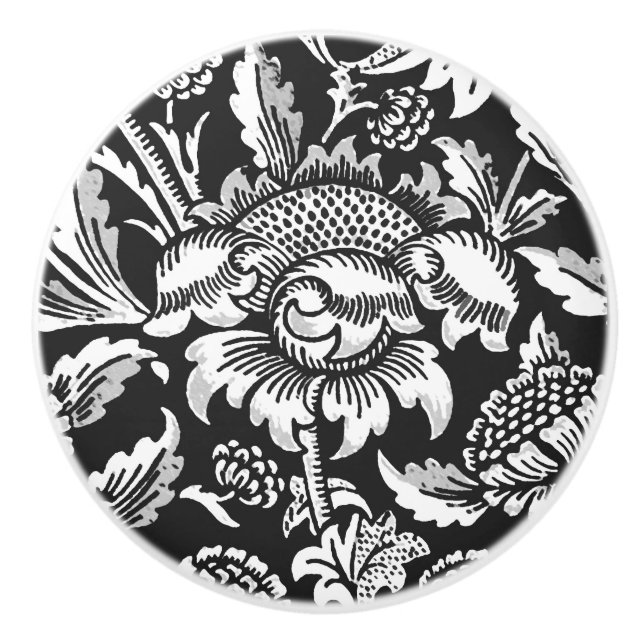 William Morris Sunblommor, Black, White och Grått Knopp (Framsidan)