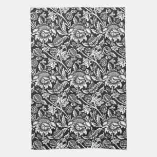 William Morris Sunblommor, Black, White och Grått Kökshandduk