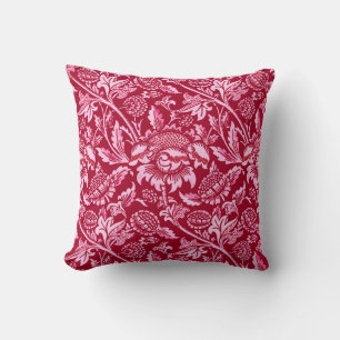 William Morris Sunblommor, Burgundy och Rosa Kudde