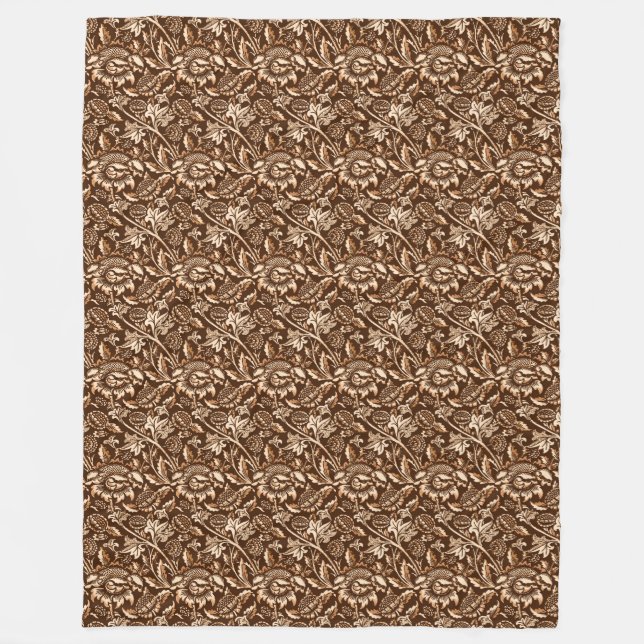 William Morris Sunblommor, Chocolate Brown & Beige Fleecefilt (Framsidan)