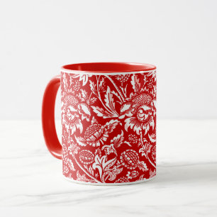 William Morris Sunblommor, Deep Red and White Mugg