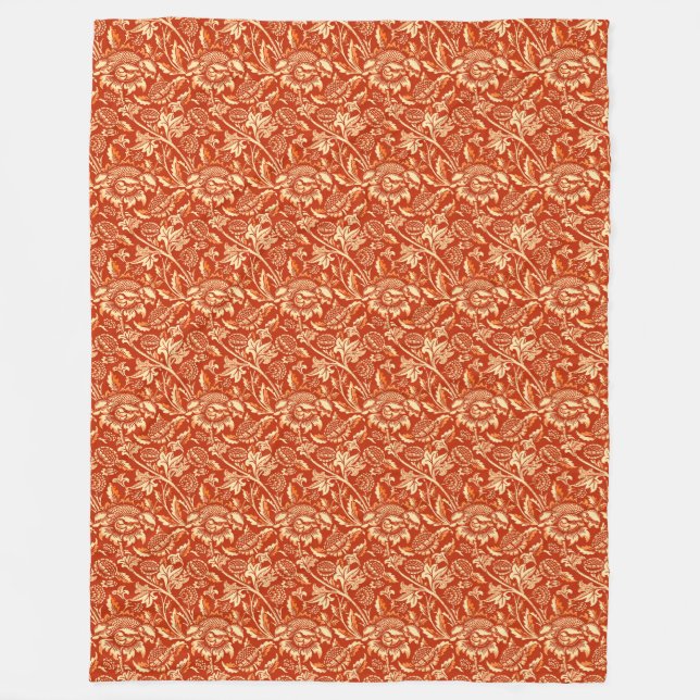William Morris Sunblommor, Mandarin Orange Fleecefilt (Framsidan)