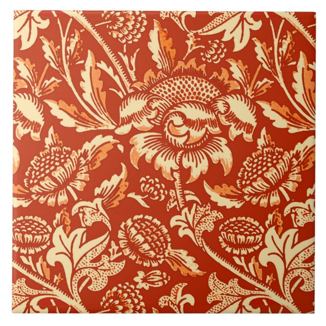 William Morris Sunblommor, Mandarin Orange Kakelplatta (Framsidan)