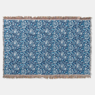 William Morris Sunblommor, Mörk blått och vit Filt