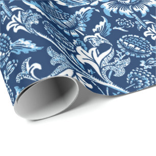 William Morris Sunblommor, Mörk blått och vit Presentpapper