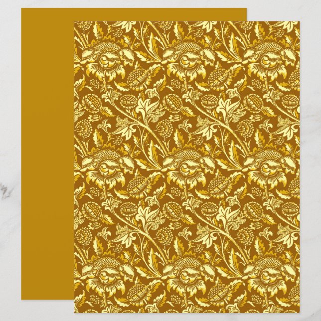 William Morris Sunblommor, Mustard Guld och Gult (Fram/baksida)