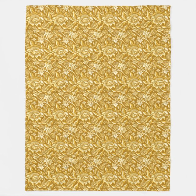 William Morris Sunblommor, Mustard Gult/Guld Fleecefilt (Framsidan)