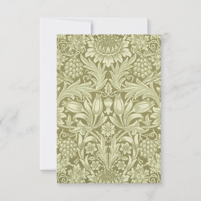 William Morris Sunflower Vintage Oliv Damast (Framsida)