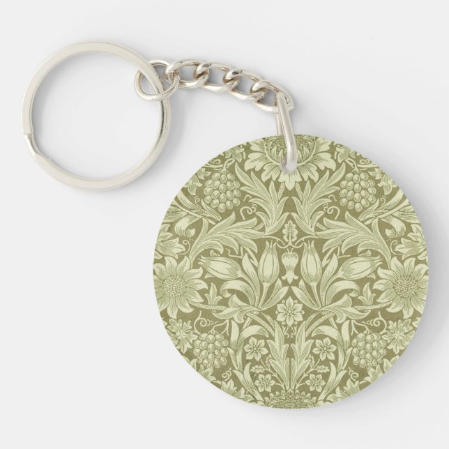 William Morris Sunflower Vintage Oliv Damast (Framsidan)