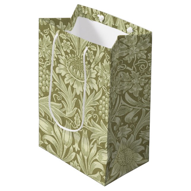 William Morris Sunflower Vintage Oliv Damast (Framsidan Vinklad)