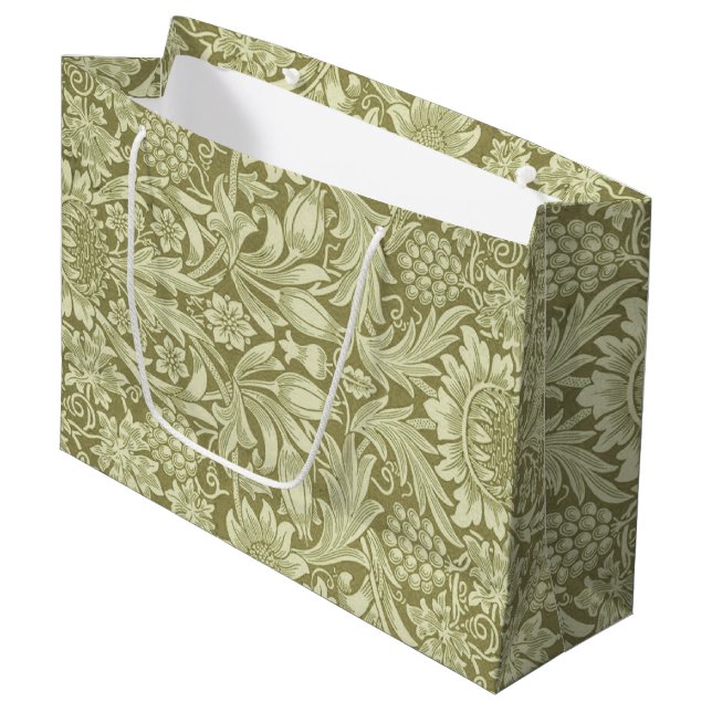William Morris Sunflower Vintage Oliv Damast (Framsidan Vinklad)