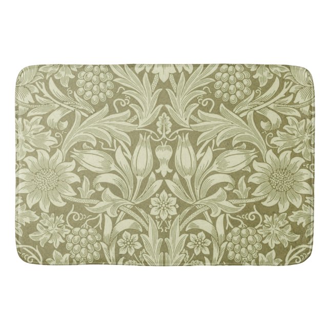 William Morris Sunflower Vintage Oliv Damast Badrumsmatta (Framsidan)