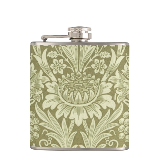 William Morris Sunflower Vintage Oliv Damast Fickplunta (Framsidan)