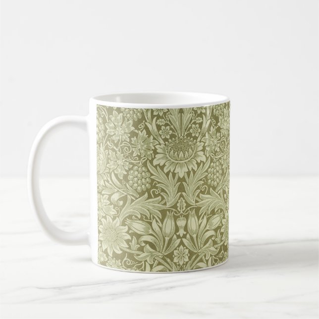William Morris Sunflower Vintage Oliv Damast Kaffemugg (Vänster)