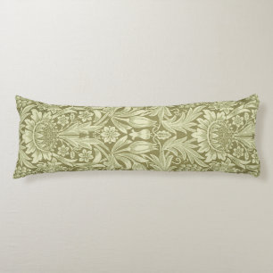 William Morris Sunflower Vintage Oliv Damast Kroppskudde