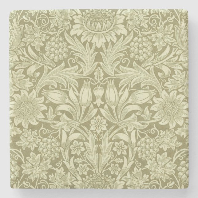 William Morris Sunflower Vintage Oliv Damast Stenunderlägg (Framsidan)