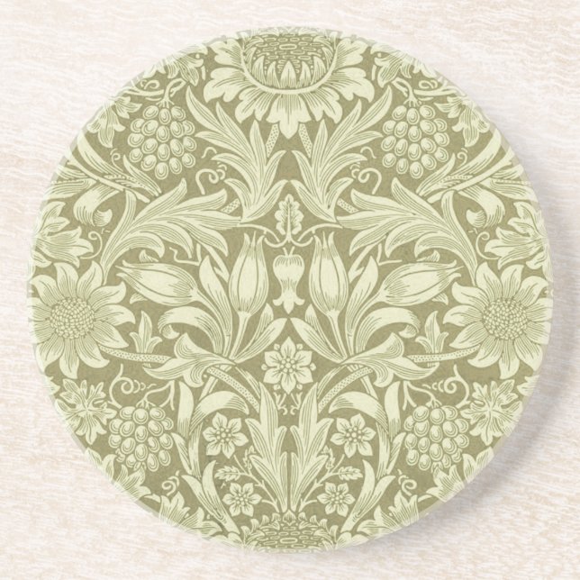 William Morris Sunflower Vintage Oliv Damast Underlägg (Framsidan)